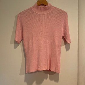 100% silk pink cowl neck short sleeve